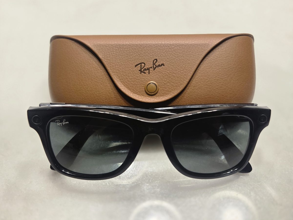 Ray-Ban Meta non-display AI glasses resting on their case